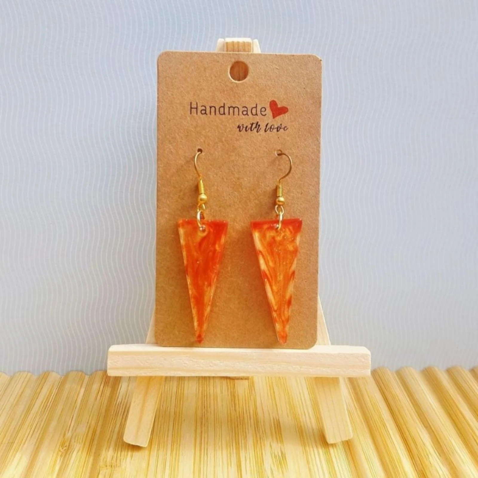 Boucles d'oreilles triangles tons orangés 